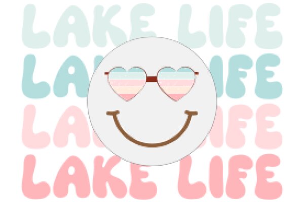 A Smiling Emoji with a Heart-shaped Sunglasses, Surrounded by the Words 'Lake Life' in a Stylized Font.