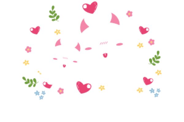 Whimsical Floral Pattern with Heart Shapes and Flower Symbols