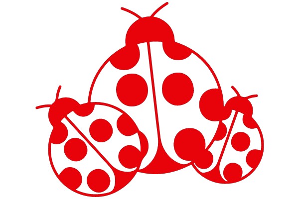 Three Ladybugs in Red and White