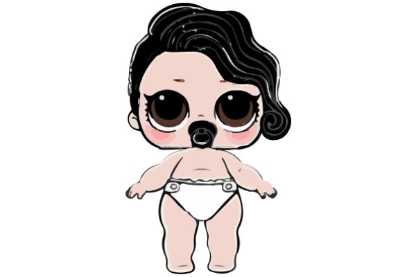 A Cute Cartoon Character: A Little Girl with Big Eyes and a Small Nose