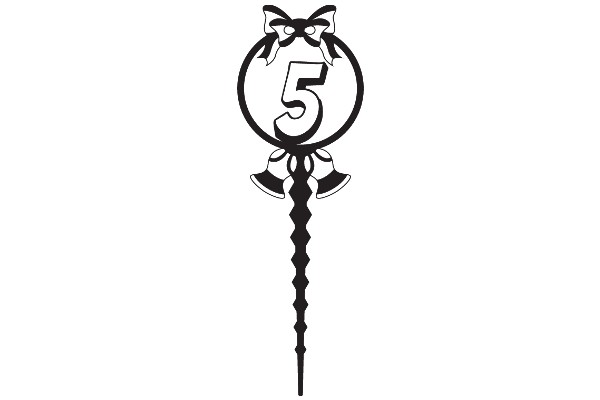 Stylized Number Five with Bow and Shoe Designs