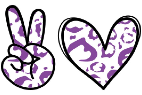 A Purple and White Heart with a Peace Sign and a Smiley Face
