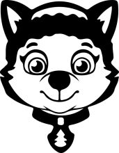 A Whimsical Portrayal of a Wolf's Face with a Smile and a Tree Symbol