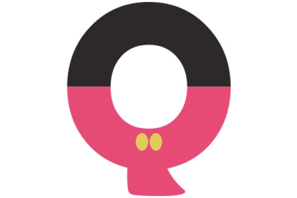 Vibrant Logo Design: A Colorful Letter 'Q' with a Pink Ring and Two Gold Dots