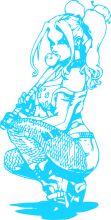 Stylized Illustration of a Female Character with a Baseball Bat and a Sports Ball