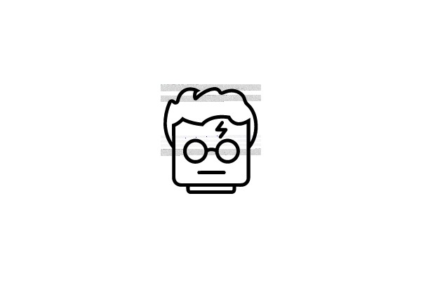 A Lego Figure with Glasses and a Lightning Bolt