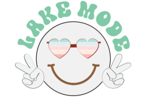 Lake Mode: A Graphic Design Showcasing a Stylized Emoticon with a Heart-Shaped Glasses and a Smiley Face, Surrounded by Peace Signs and the Text 'Lake Mode' in a Stylish Font.