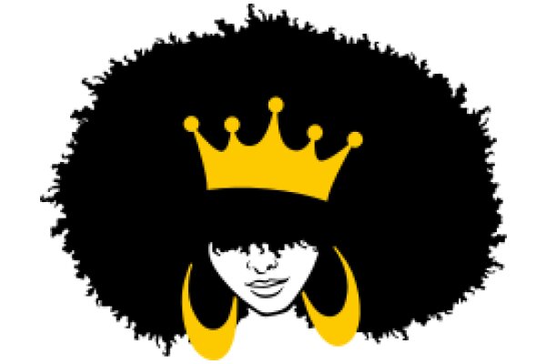 Stylized Portrait of a Person with a Crown, Earrings, and Afro-Style Hair