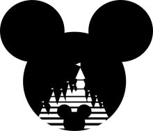 Silhouette of Mickey Mouse and a Christmas Tree