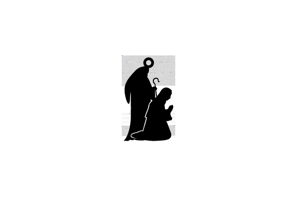 Silhouette of a Standing Figure and a Kneeling Figure