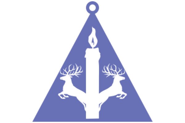 Stylized Logo with a Purple Background and a White Silhouette of a Deer and a Candle
