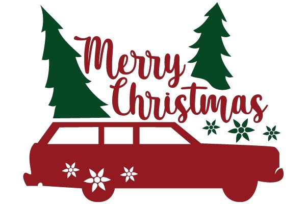 Merry Christmas: A Festive Greeting with a Vintage Car and a Christmas Tree