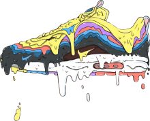Vibrant Sneakers with a Colorful and Gooey Design
