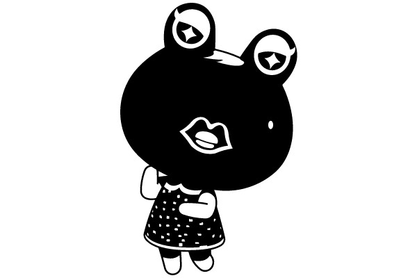 Polka-Dot Character with Starry Eyes and Pouting Expression