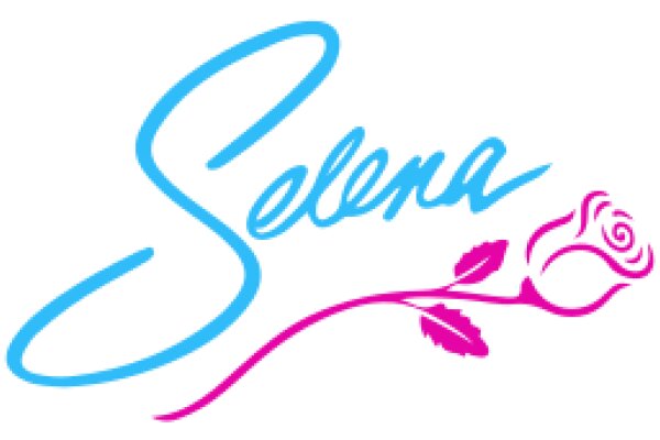 Stylized Branding: A Rose and the Word 'Selena' in a Curved Script