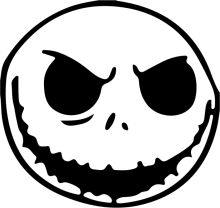 Simplistic Black and White Icon of a Smiling Face with Angry Eyes