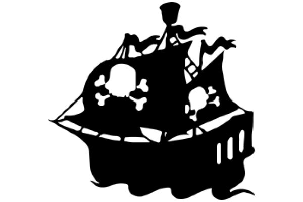 Silhouette of a Ship with Skulls and Crossbones