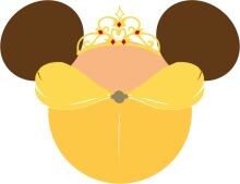A Whimsical Illustration of a Yellow Character with a Crown and Mickey Mouse Ears, Surrounded by a Brown Circle.