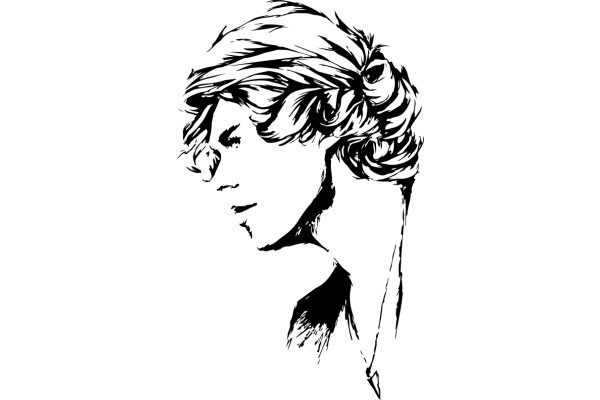 Stylized Portrait of a Woman with Wavy Hair and a Serene Expression
