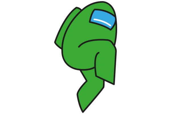 Vibrant Green Cartoon Character with a Blue Sticker on its Head