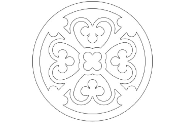 Intricate Design: A Symmetrical Pattern of Curved Lines and Heart Shapes