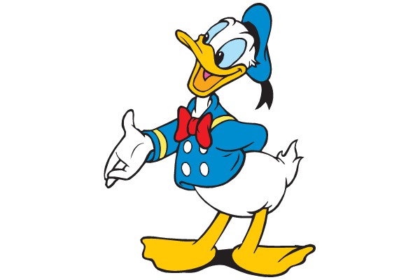 Duck with Blue Outfit and Red Bowtie