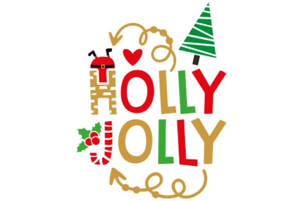 Holiday Greetings: A Festive Illustration with the Words 'Holly Jolly' and a Christmas Tree