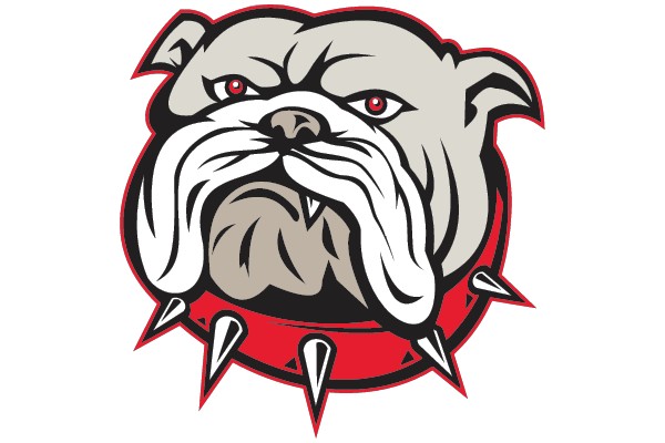 Bulldog Mascot in Red and Black