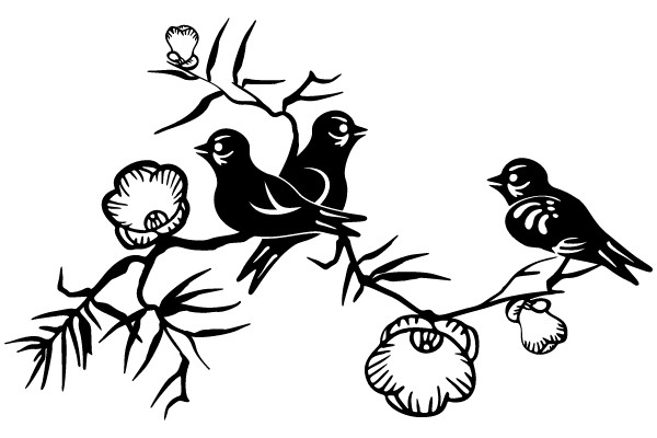 Vintage Ornament: Birds and Blooms