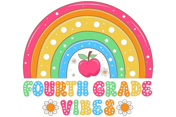 Colorful Rainbow Logo for 'Fourth Grade Vibes'
