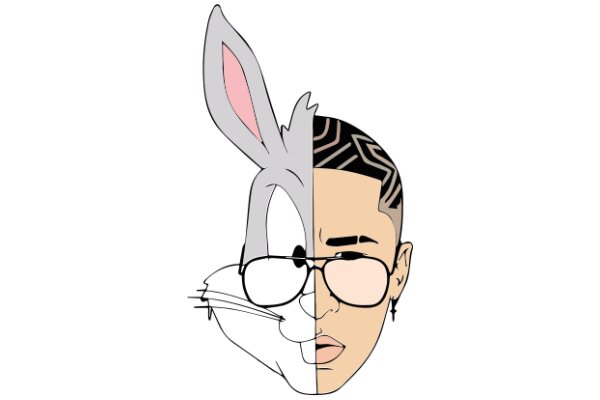 A Playful Blend of Cartoon and Realism: A Crossover of Bugs Bunny and a Human Face