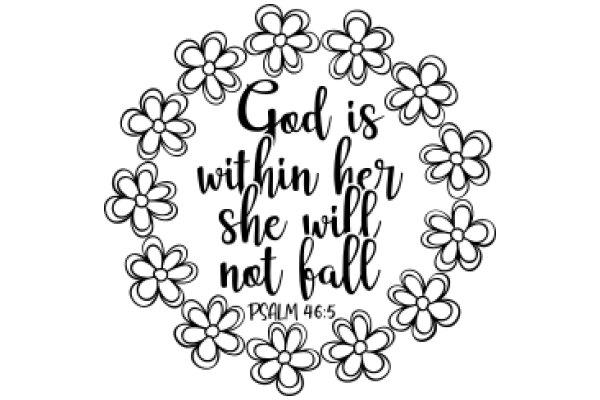 Inspirational Quote Art: A Floral Border Surrounds a Psalm 46:5 Scripture, Encouraging Faith and Trust in God's Plan