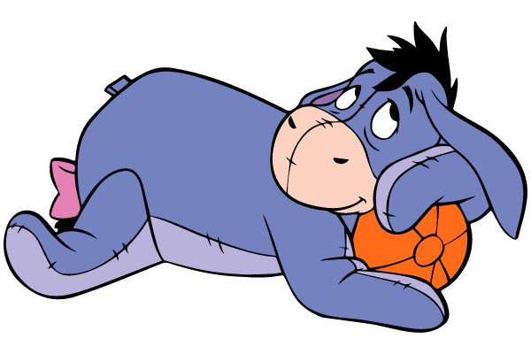 Sleepy Eeyore Snuggles Up with His Orange Ball