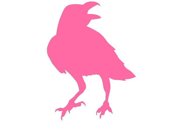 Pink Flamingo Silhouette with Extended Legs and Curved Beak