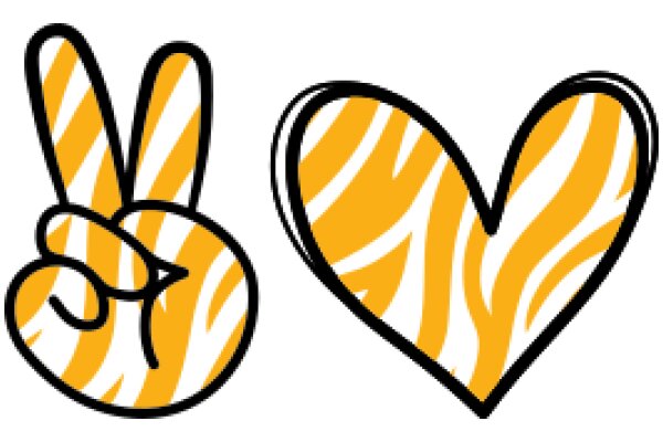 A Playful Pair: A Yellow Heart and a Peace Sign