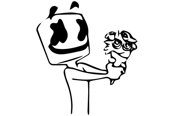 Digital Embrace: The Meeting of Two Characters