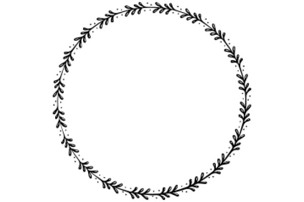 Elegant Black Line Art: A Simple, Beautiful Circle with a Decorative Leaf Border