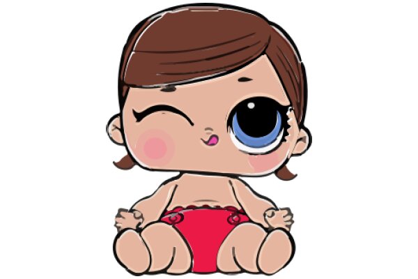 A Cute Cartoon Character: A Blonde Boy with a Red Swimsuit and a Smile