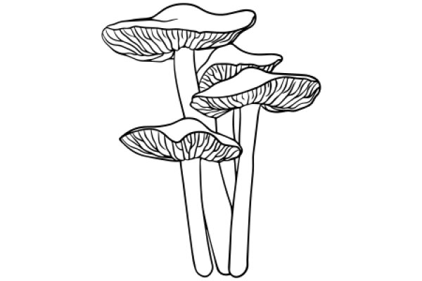 A Delicate Line Drawing of a Mushroom Bundle