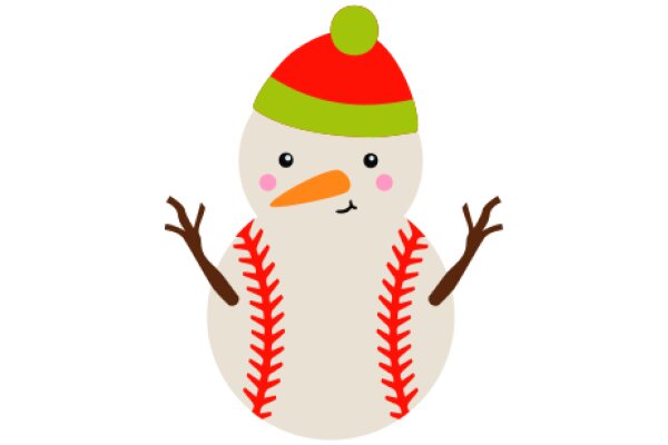 A Festive Winter Scene with a Baseball-Loving Snowman