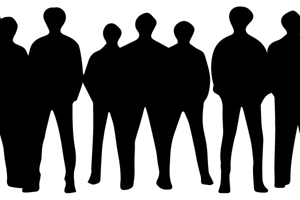 Silhouetted Figures in a Line