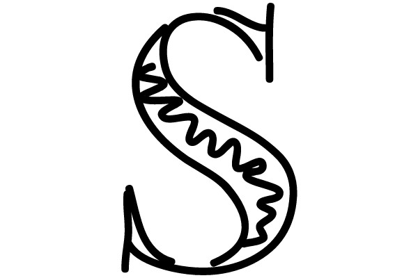 Hand-Drawn Letter 'S' with Zigzag Pattern
