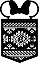 Stylized Black and White Design with Bow and Patterned Background