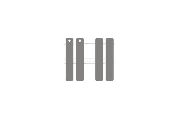 Four Vertical Rectangles with Circular Cutouts.