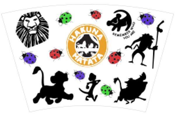 A Colorful Collage of Characters from the Disney Movie 'Hakuna Matata' and the Lion King