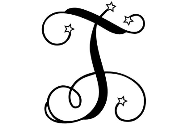Stylized Monogram Logo with Stars and Swirls