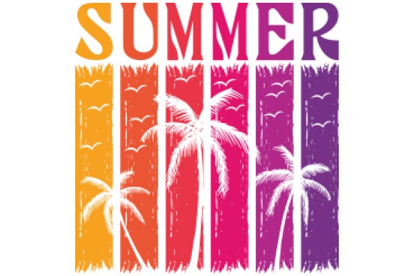 Summer Vibes: A Colorful Illustration of Palm Trees and the Word 'Summer'