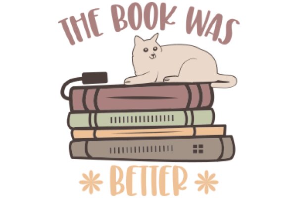 The Book Was Better: A Whimsical Illustration of a Cat and a Stack of Books