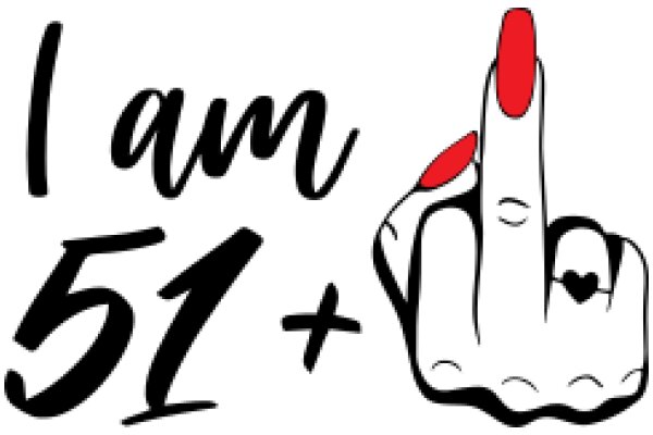 A Playful Expression of Individuality: A Cartoon Character with Red Nails and a Middle Finger, Accompanied by the Text 'I AM 51 +'.