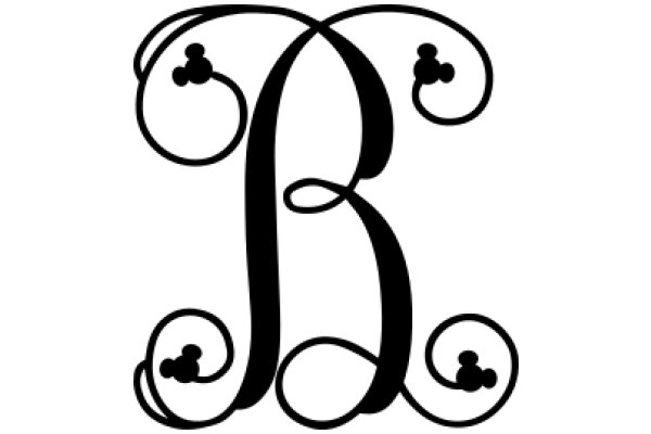 Stylized Letter 'B' with Decorative Swirls and Circles